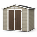 Abri de jardin 244 x 183 x 230 cm en résine gris taupe à double porte ventilé