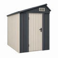 Abri de jardin 213 x 127 x 185 cm en acier gris anthracite beige avec porte et aération
