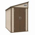 Abri de jardin 183.5 x 111 x 200.5 cm en résine beige et marron à double porte ventilé