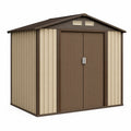 Abri de jardin 300 x 240 x 220 cm en acier galvanisé beige marron avec double porte ventilée