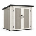 Abri de jardin 180 x 120 x 200 cm en résine gris beige à double porte pour rangement extérieur