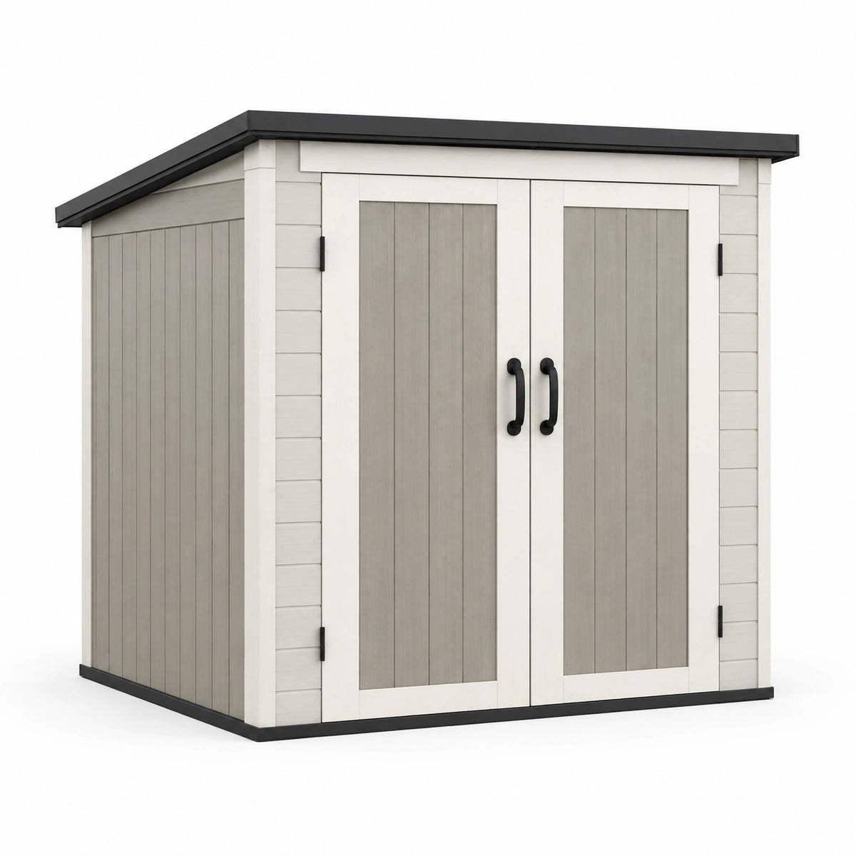 Abri de jardin 180 x 120 x 200 cm en résine gris beige à double porte pour rangement extérieur