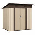 Abri de jardin 180 x 120 x 180 cm en résine beige et marron avec double porte ventilée