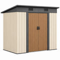Abri de jardin 210 x 130 x 180 cm en acier galvanisé beige marron avec portes doubles ventilées