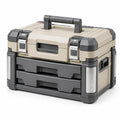 Boîte à outils 52 x 30 x 32 cm en plastique beige et gris avec tiroirs