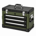Coffre à outils 52 x 30 x 38 cm en acier vert olive et noir - 4 tiroirs portable