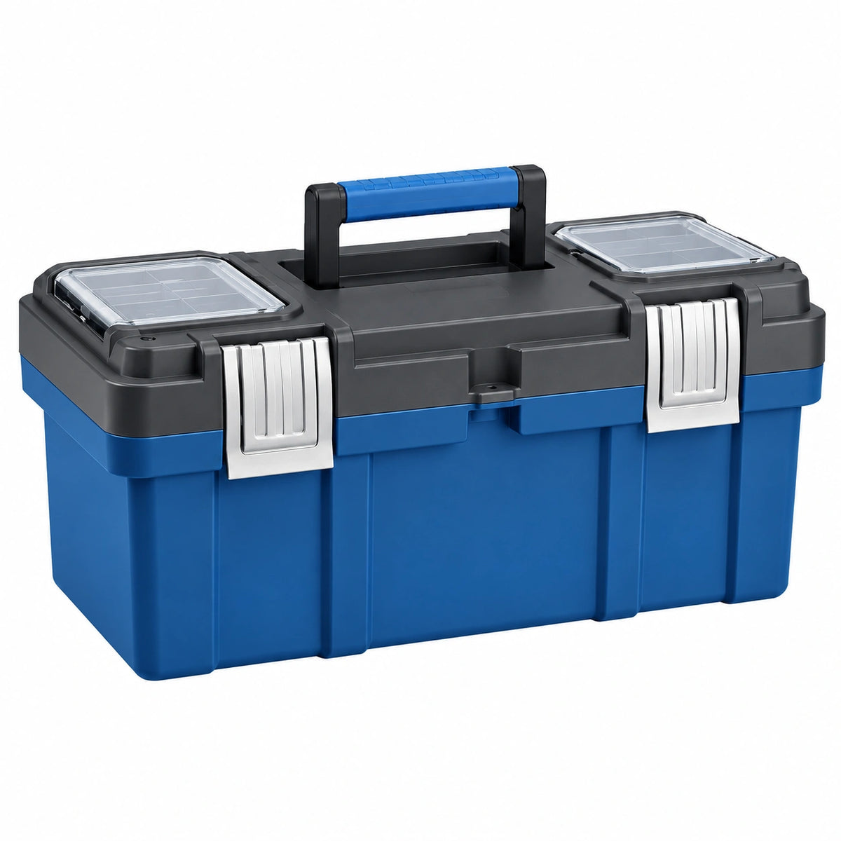 Boîte à outils 56 cm en plastique bleu et noir avec poignée de transport