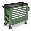 Servante d atelier 80 x 45 x 95 cm en acier vert avec 7 tiroirs et roulettes