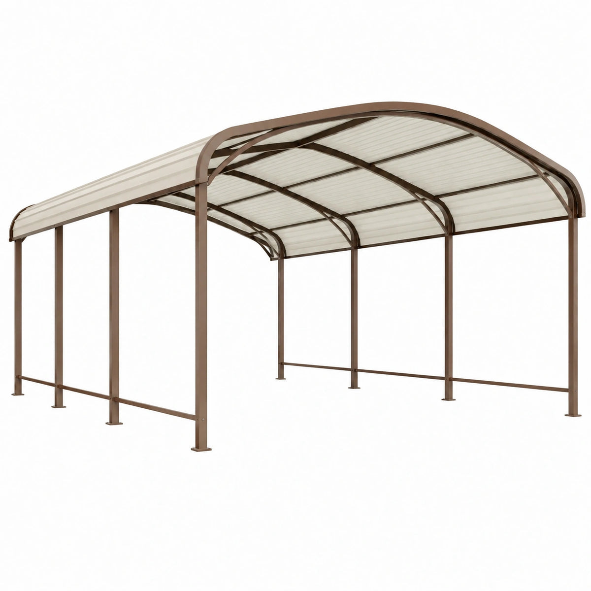 Carport 500 x 300 x 250 cm en acier brun avec toit en polycarbonate
