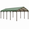 Carport 600 x 300 x 270 cm en acier vert avec toit ondulé abri extérieur