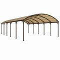 Abri voiture 610 x 367 x 270 cm en métal marron avec toit translucide incurvé
