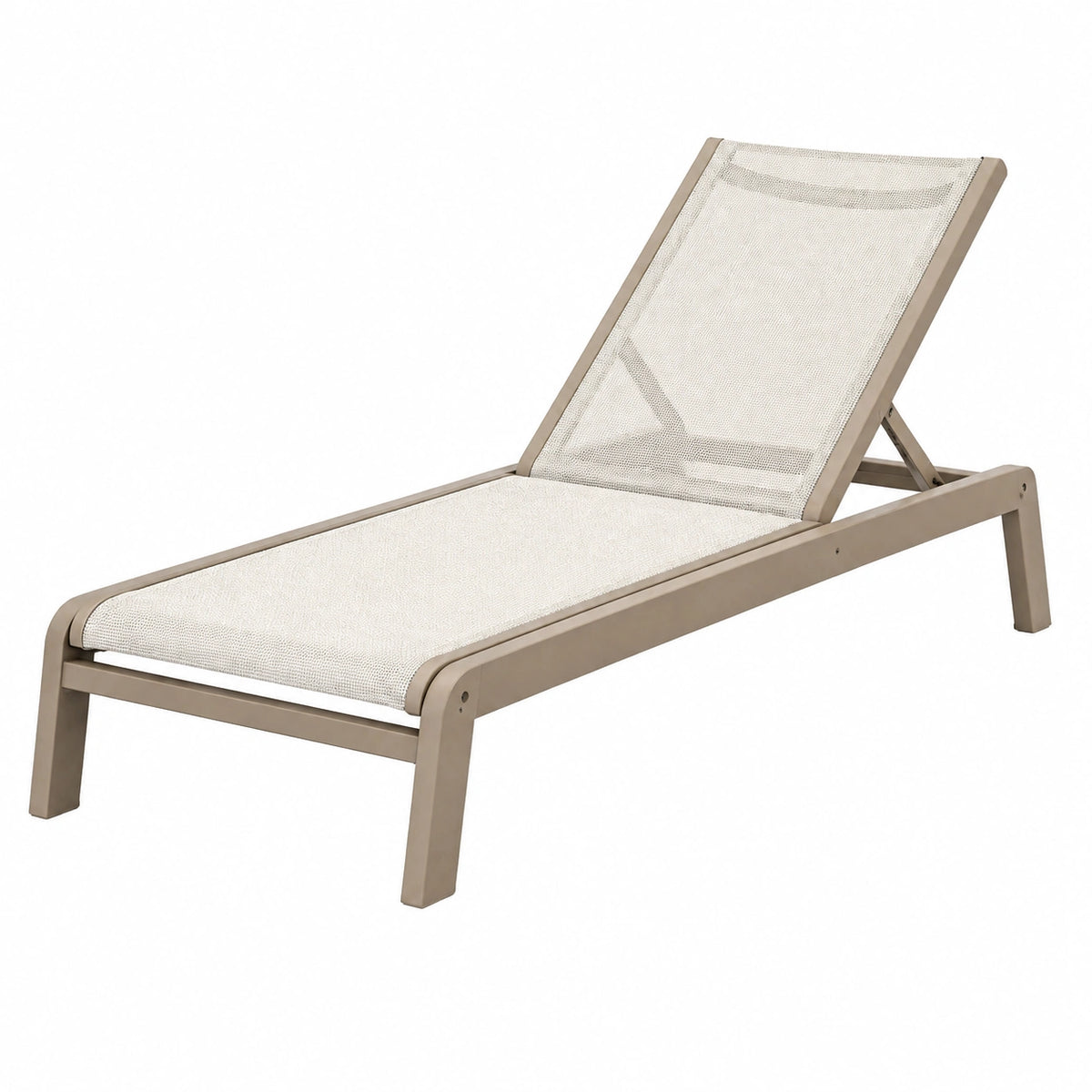 Chilienne de jardin 200 x 65 cm en aluminium beige avec toile textilène réglable