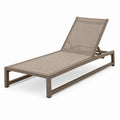 Bain de soleil 195 x 65 cm en métal et textile taupe réglable pour extérieur