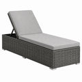 Chaise longue de jardin 195 x 65 x 90 cm en rotin synthétique gris avec dossier réglable