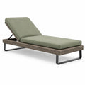 Bain de soleil 200 x 70 cm en résine tressée vert kaki avec dossier réglable pour extérieur