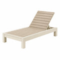 Chaise longue de jardin 200 cm aluminium beige et composite aspect bois dossier réglable