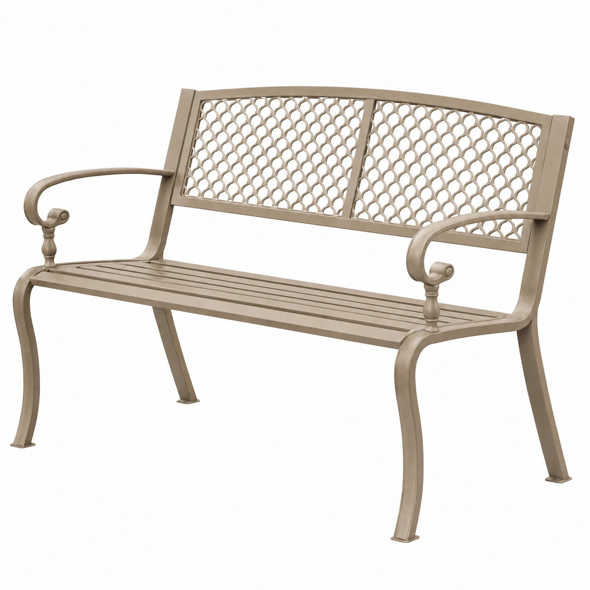 Banc de jardin 120 x 60 x 88 cm en aluminium taupe style classique
