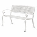 Banc de jardin 122 cm en métal blanc style romantique à dossier ajouré