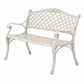 Banc de jardin 122 x 61 x 92 cm en aluminium blanc style classique ajouré