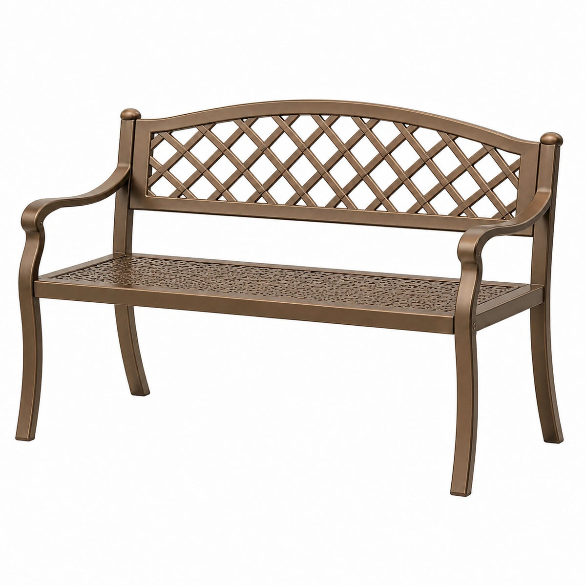 Banc de jardin 120 x 60 x 90 cm en métal brun style classique ajouré